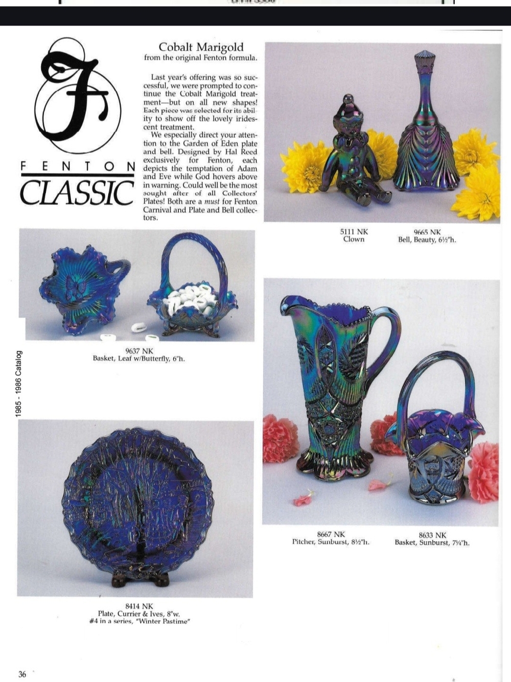 Fenton Cobalt Marigold Blue Iridescent Carnival Glass Bell Beauty Vintage - Picture 9 of 9
